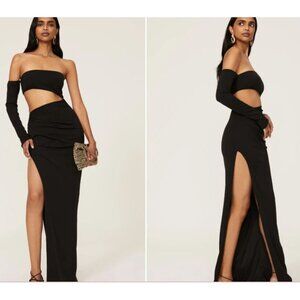 Cutout Black Maxi Dress By Katie May Size M Polyester & Spandex Blend